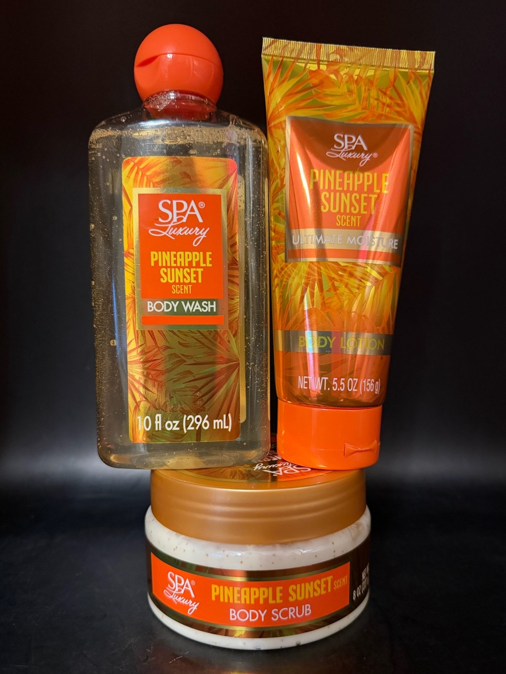 🍍 NEW Spa Luxury PINEAPPLE SUNSET 3-Piece Complete Body Care Routine Bundle ☀️